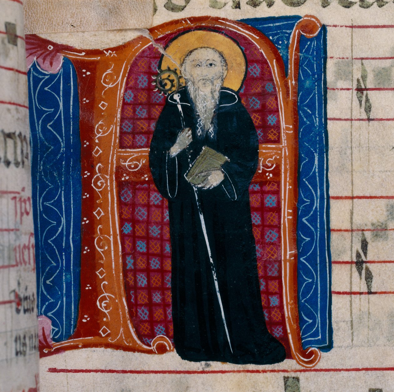Az A betű Szent Benedek ábrázolásával: egy antifónia f.70r alkotó: Unknown