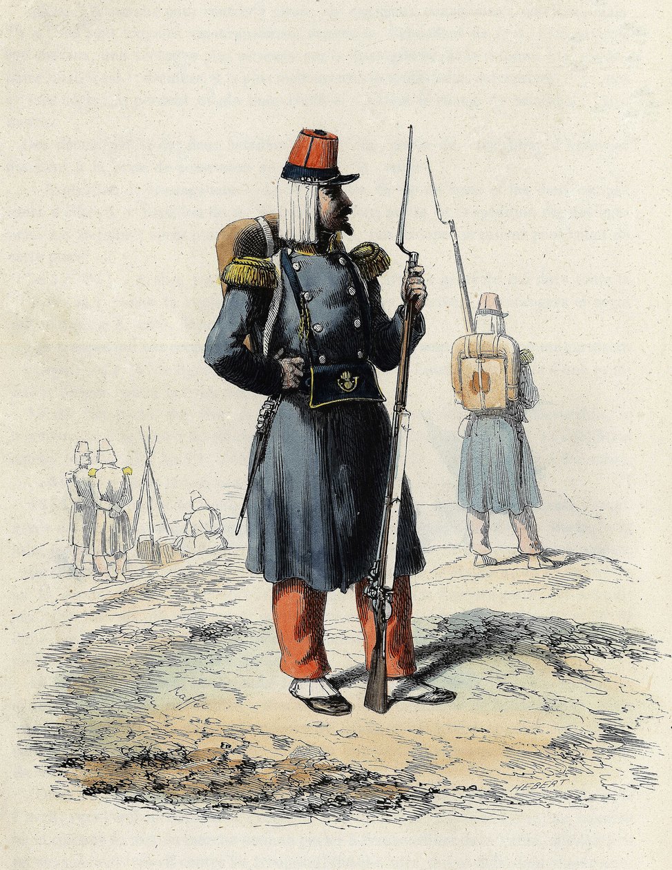 A francia hadsereg könnyű gyalogsága az algíri expedíció során 1830-ban, Leon Galibert „” L