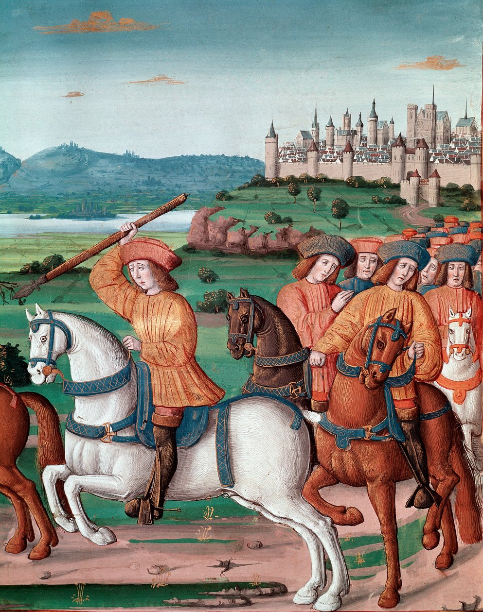 VI. Károly őrülete (1368-1422). 1392. augusztus 5-én a Le Mans-i erdőben a dühös őrület támadásait kezdte átélni: hazaárulás miatt kiáltva megtámadta saját társulatát, és megölt négy miniatűr embert a Chronicles de Enguerrand de Mo-ból. alkotó: Unknown artist