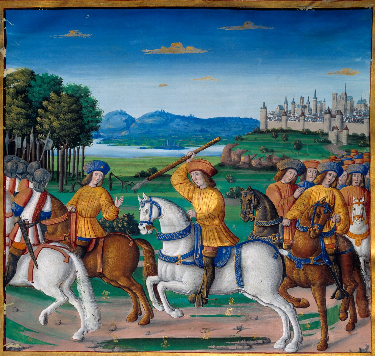 VI. Károly őrülete (1368-1422). 1392. augusztus 5-én a Le Mans-i erdőben a dühödt őrület rohamai kezdték átélni: hazaárulásért kiáltozva megtámadta saját csapatát, és megölt négy embert. Enguerrand de Monstrelet krónikái (1400. v.). alkotó: Unknown artist