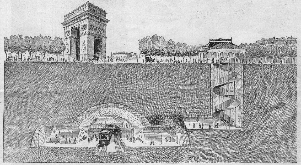 Az „Etoile” metróállomás Párizsban. Metszet 1895-ből. alkotó: Unknown artist