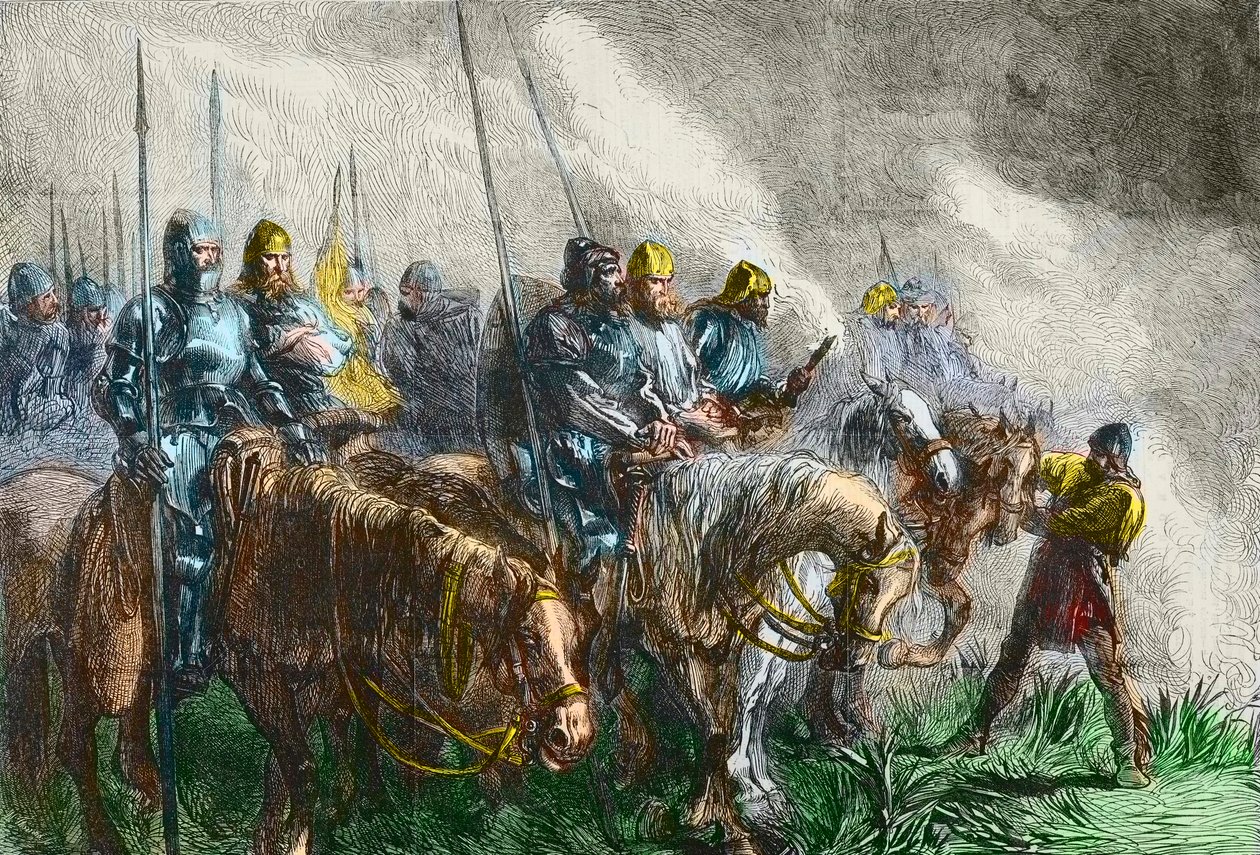 Az agincourti csata reggele - 100 éves háború: Azincourt-i csata (Pas-de-Calais) 1415. október 25-én - Az azincourti csata előtt - alkotó: Unknown artist