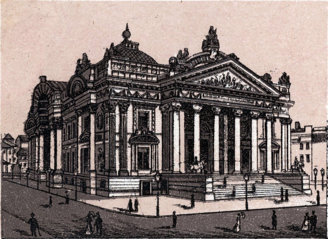 Az új brüsszeli tőzsde Belgiumban a „A világ 168 nézetet illusztrál” címmel, dátum nélkül (XIX. század vége) alkotó: Unknown artist