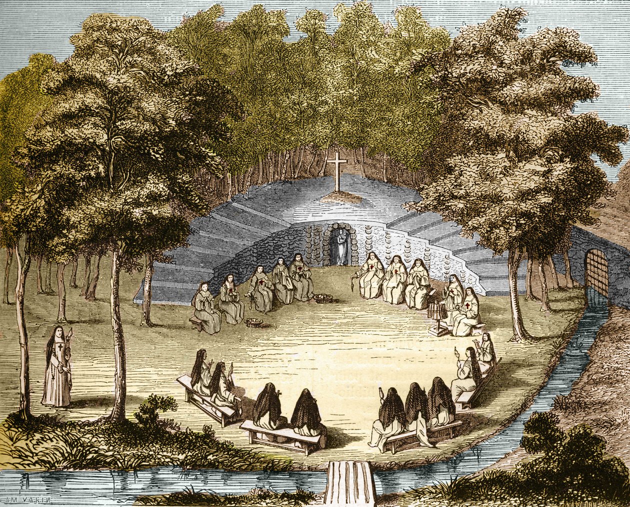 Port-Royal-des-Champs (Port Royal des Champs) apácái magányosan tartják az előadást. alkotó: Unknown artist