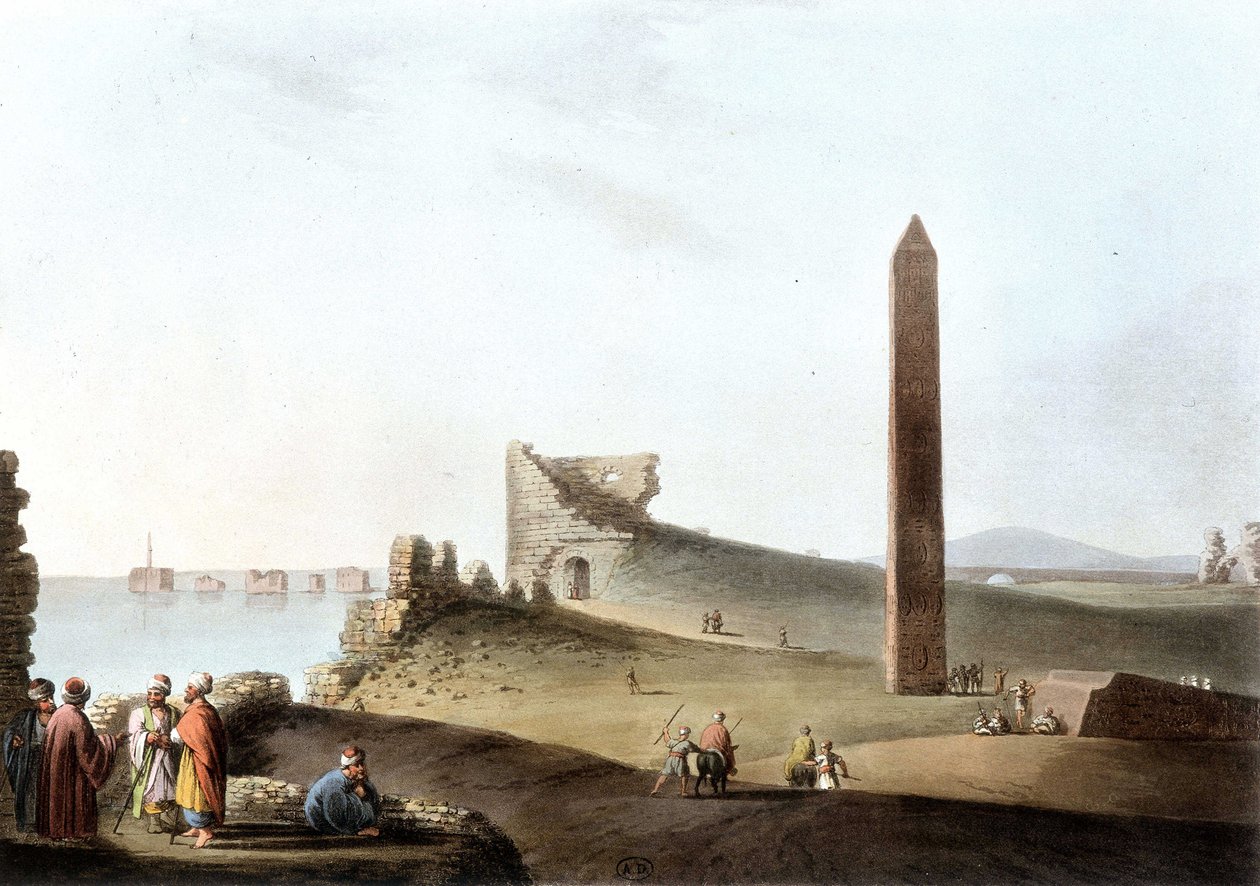 Az alexandriai obeliszkek, amelyeket Kleopátra tűinek neveznek – a „Nézetekben Egyiptomban”” alkotó: Unknown artist