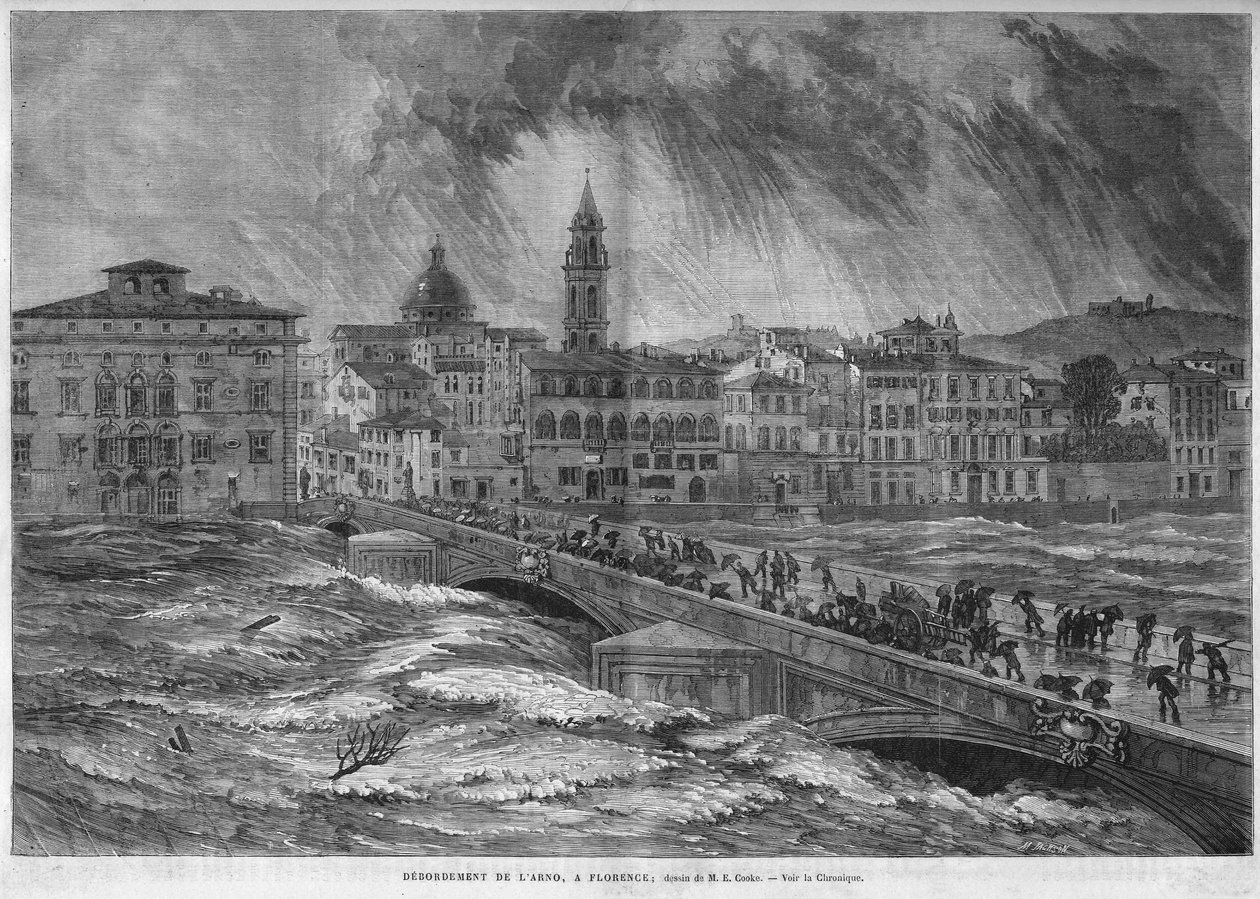 Az Arno túlcsordulása Firenzébe 1868-ban. alkotó: Unknown artist