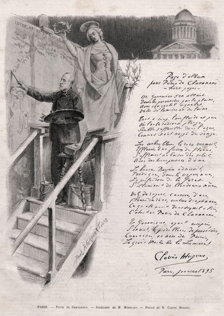Puvis de Chavannes (1824-1898) festőművész – M. Merwart allegóriája Clovis Hugues versével. alkotó: Unknown artist