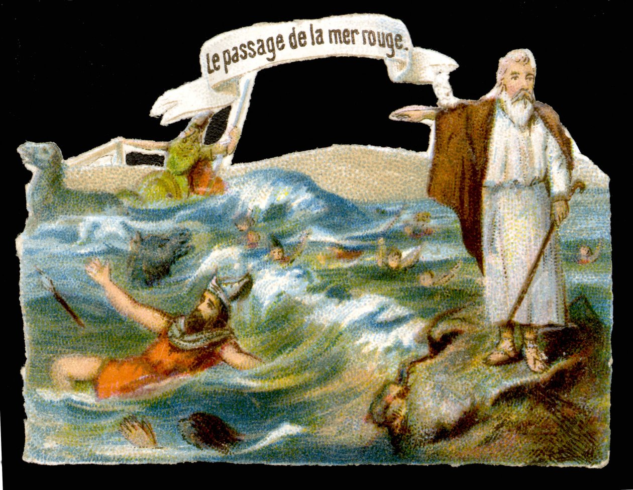 A Vörös-tenger átjárója (Mózes) - 19. századi kromolitográfiája alkotó: Unknown artist