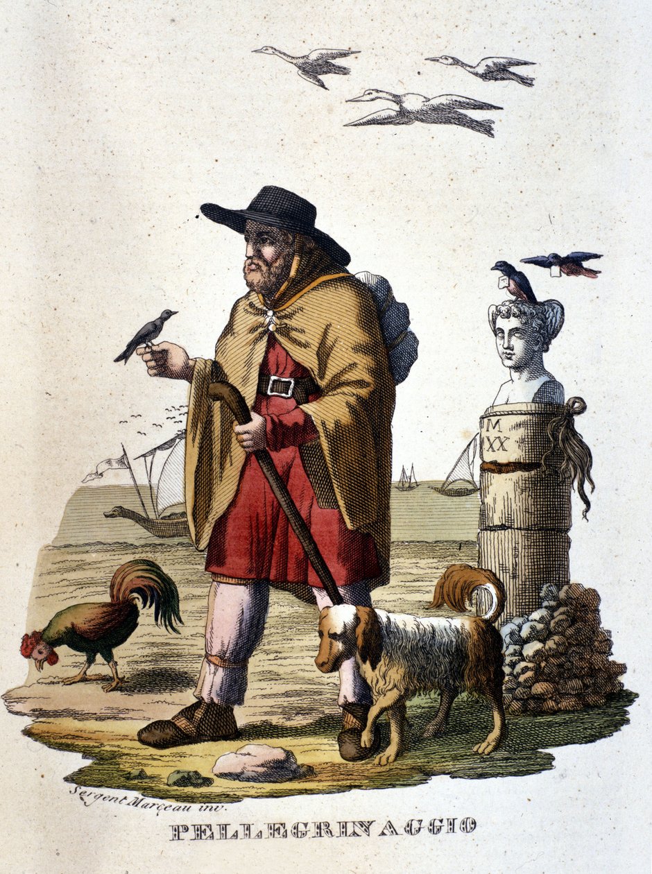 A zarándoklat: zarándok a Santiago de Compostelába vezető úton. alkotó: Unknown artist