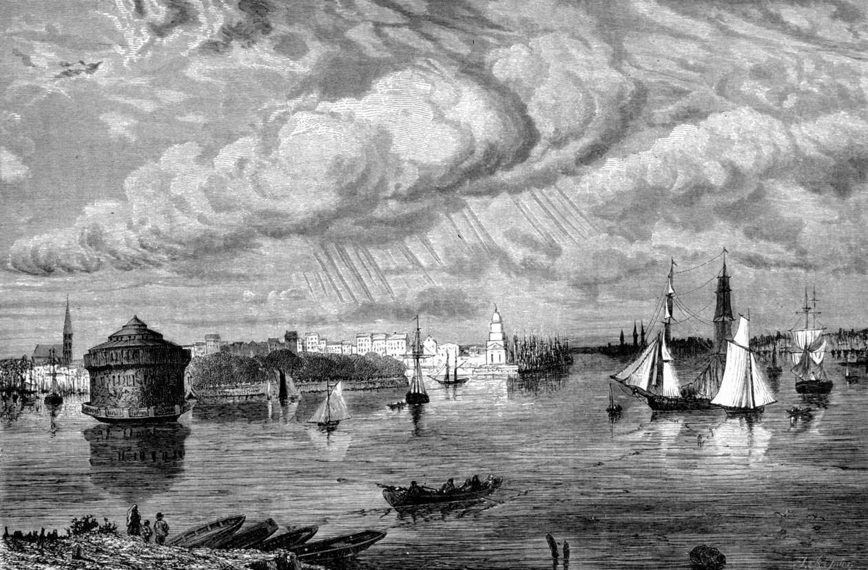 New York kikötője 1860 körül. alkotó: Unknown artist