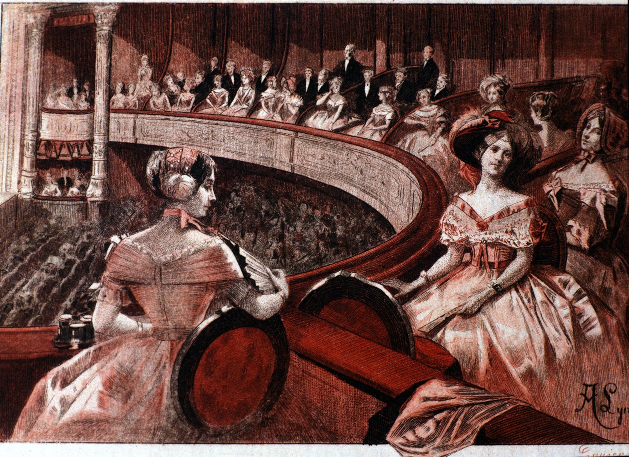 A közönség a színház erkélyén. alkotó: Unknown artist