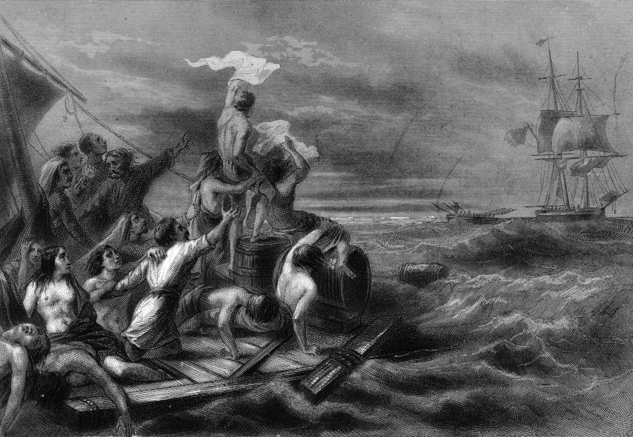 A Medúza tutaja az Arguszt látva a tengeren. Van Tenac „Histoire générale de la marine” című művében alkotó: Unknown artist