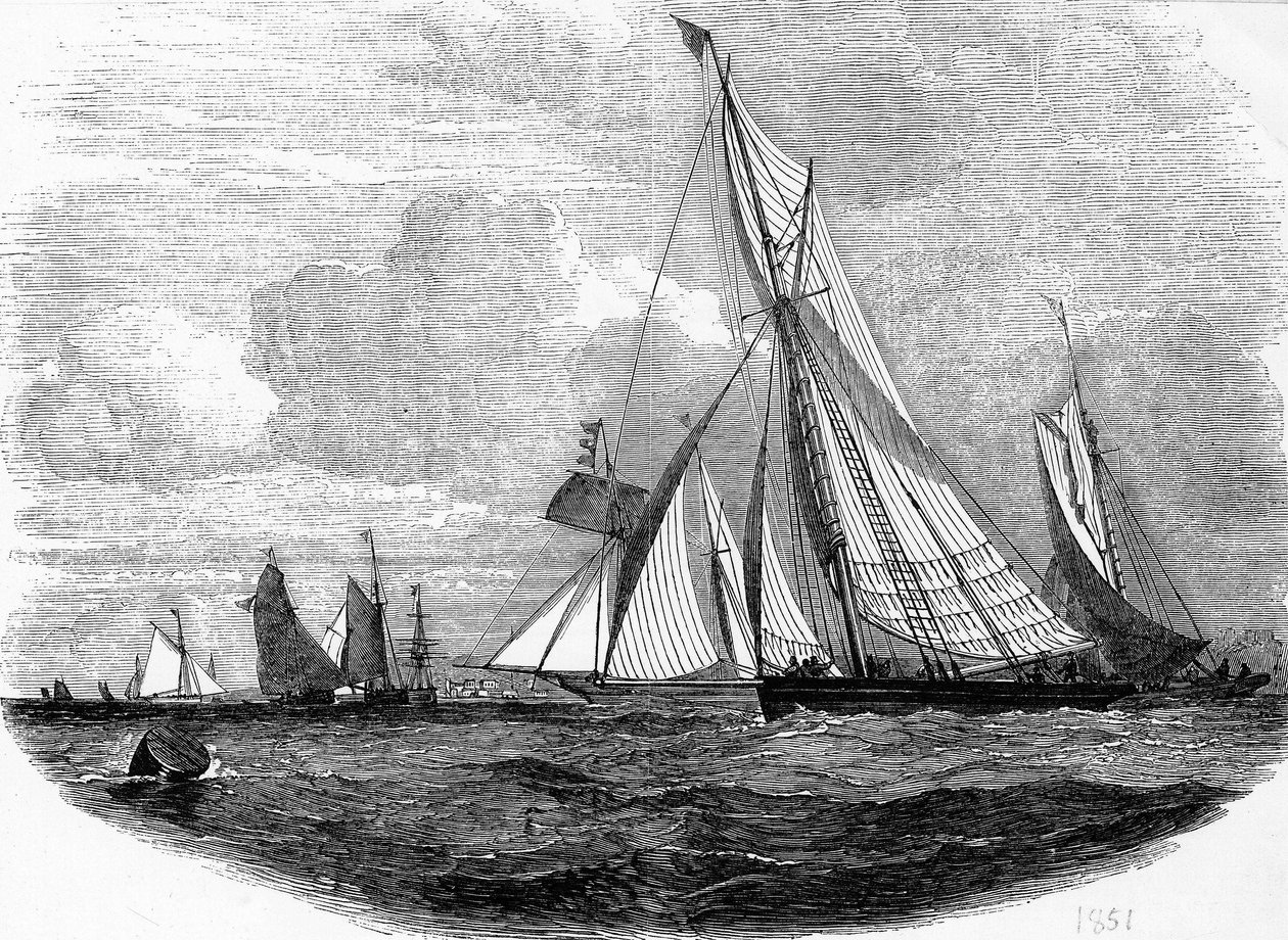 Cowes regattái 1851-ben - metszet, Bibl. des Arts deco. alkotó: Unknown artist