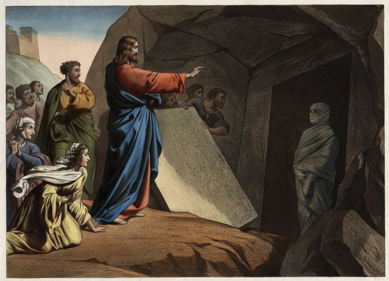 Lázár feltámadása. Névtelen metszet a 19. század közepéről. alkotó: Unknown artist
