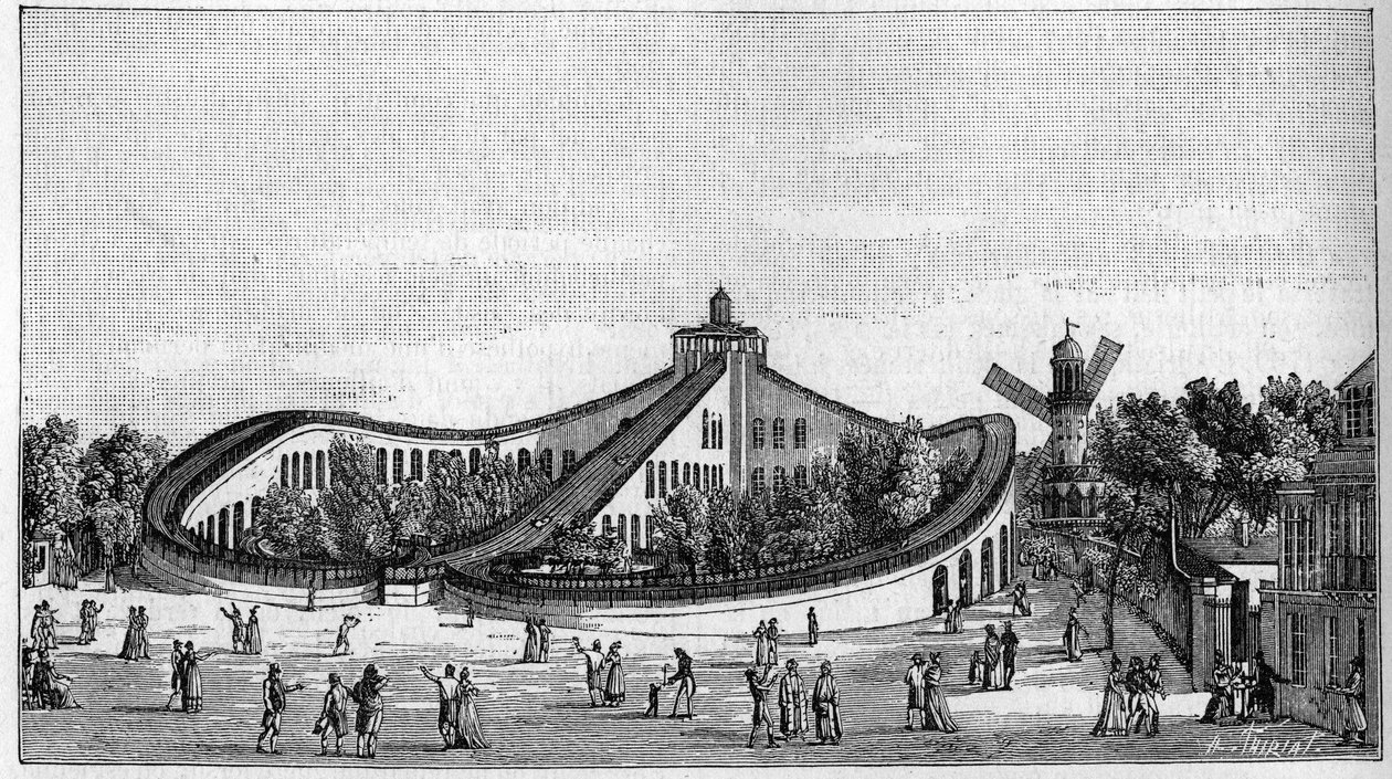 A párizsi Beaujon Garden hullámvasútja 1821-ben. A „” természetben. A tudományok áttekintése és alkalmazásaik a művészetben és az iparban.” 1888 alkotó: Unknown artist