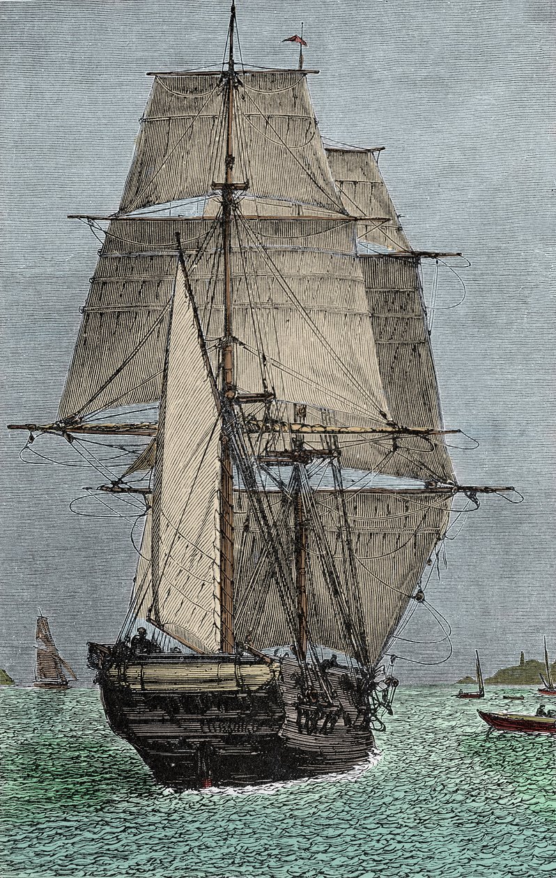 A „Beagle” hajó (expedíció, amelyben Darwin természettudósként vett részt alkotó: Unknown artist