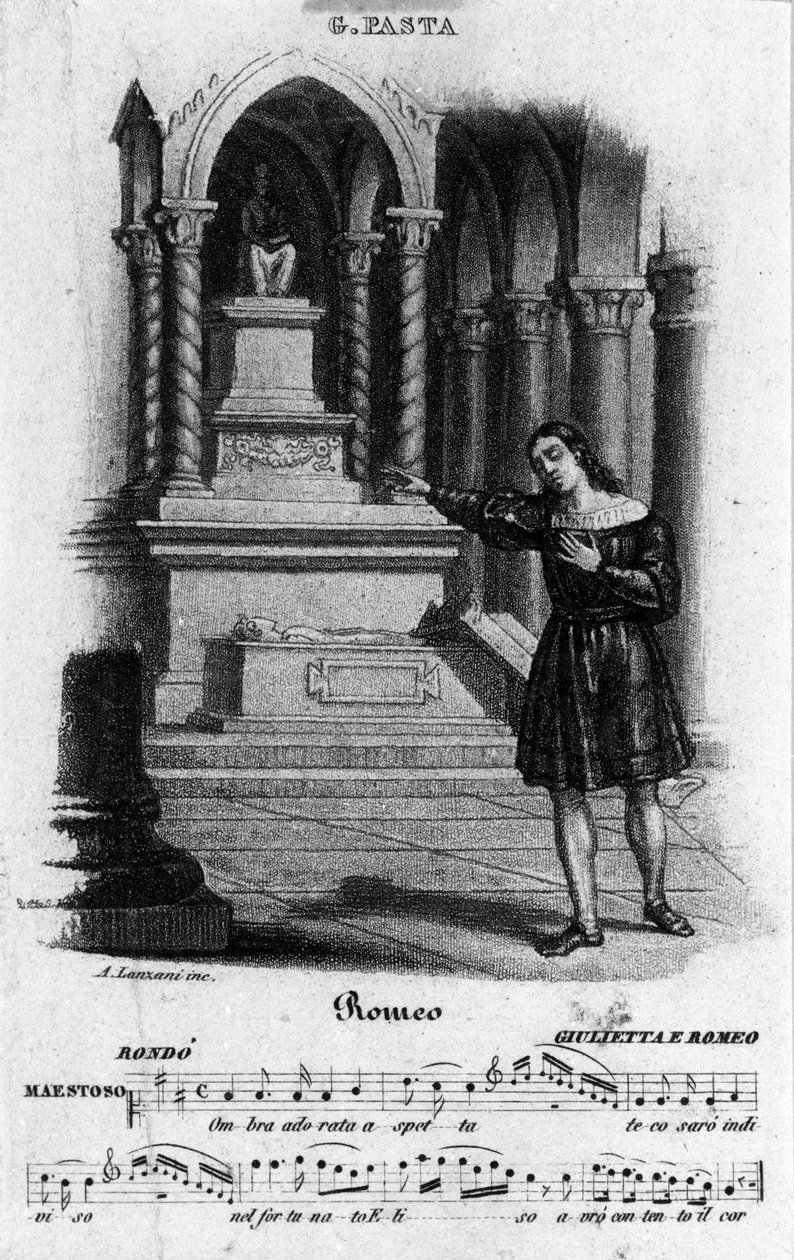 Giuditta Pasta (1797-1865) énekesnő Rómeó tolmácsolásában Nicola Antonio Zingarelli (1752-1837) "Júlia és Rómeó" című művében alkotó: Unknown artist