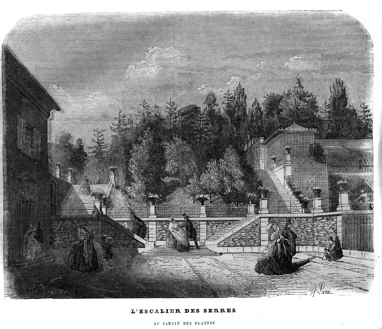 Üvegházak lépcsőháza a párizsi növénykertben 1858-ban. alkotó: Unknown artist