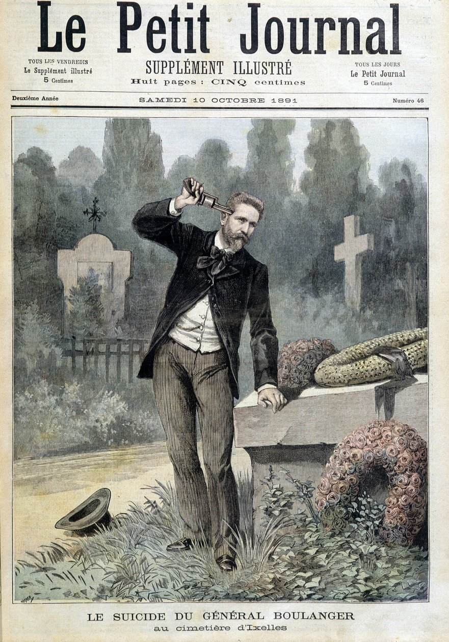 Boulanger tábornok öngyilkossága az ixelles-i temetőben - a "Le Petit Journal" 1891.10.10.-ben (metszet) alkotó: Unknown artist