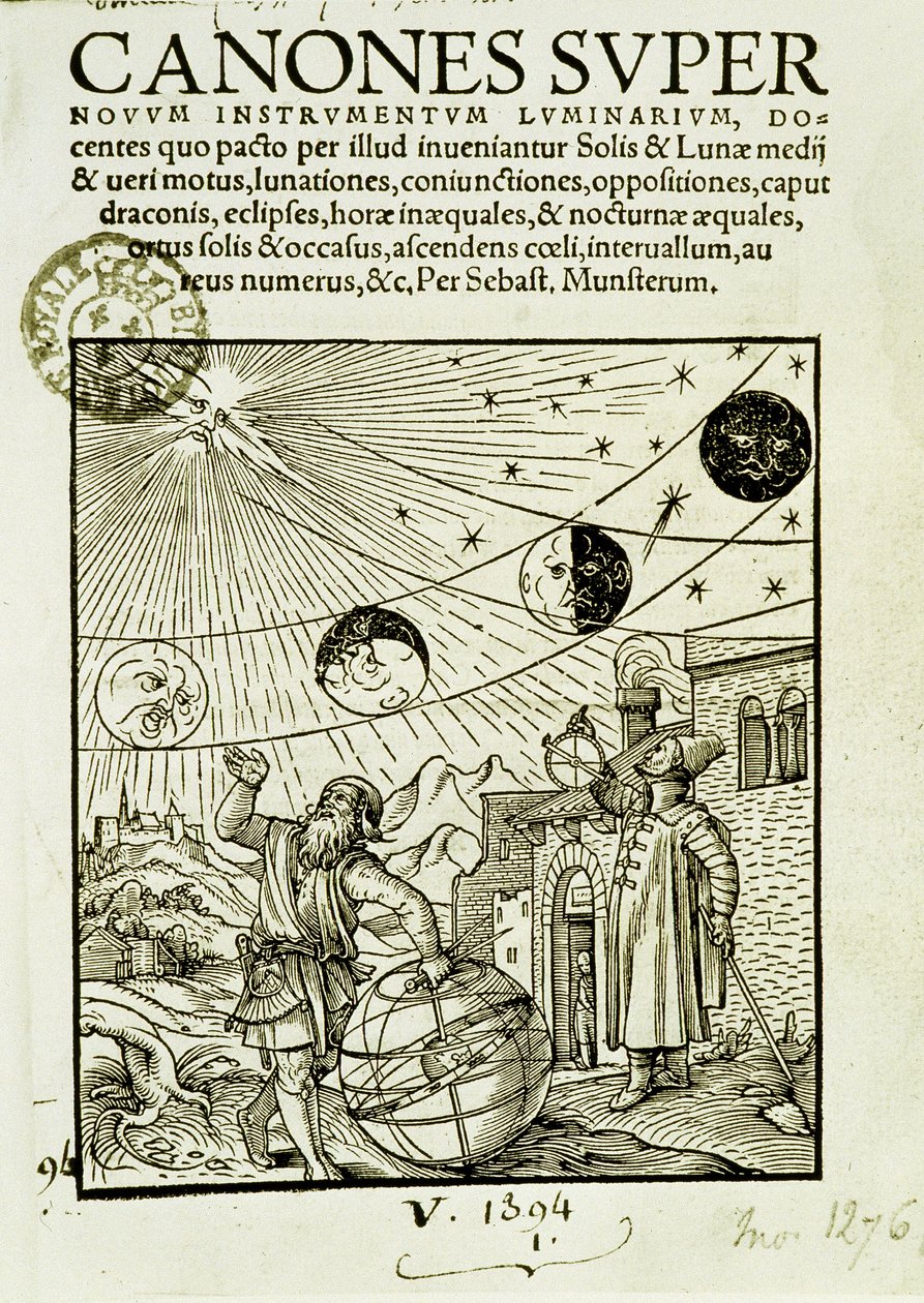 A csillagászok által megfigyelt nap- és holdmozgások – a „Super Canones” című könyv előlapja” alkotó: Unknown artist