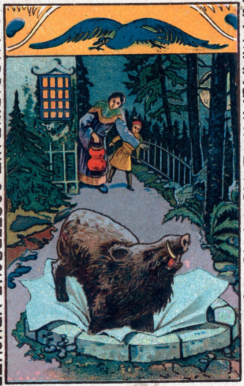 A szörnyű vadkan. Kínai mese. Kromolitográfia a 19. század végéről. alkotó: Unknown artist