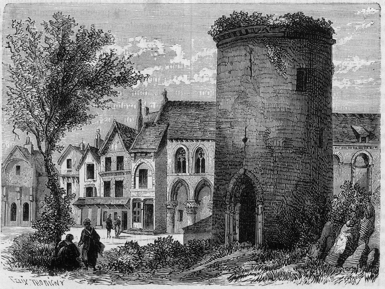 IV. Lajos Outremer király tornya (tengerentúli, tengerentúli) Laonba (1831-ben elpusztult) - metszet alkotó: Unknown artist