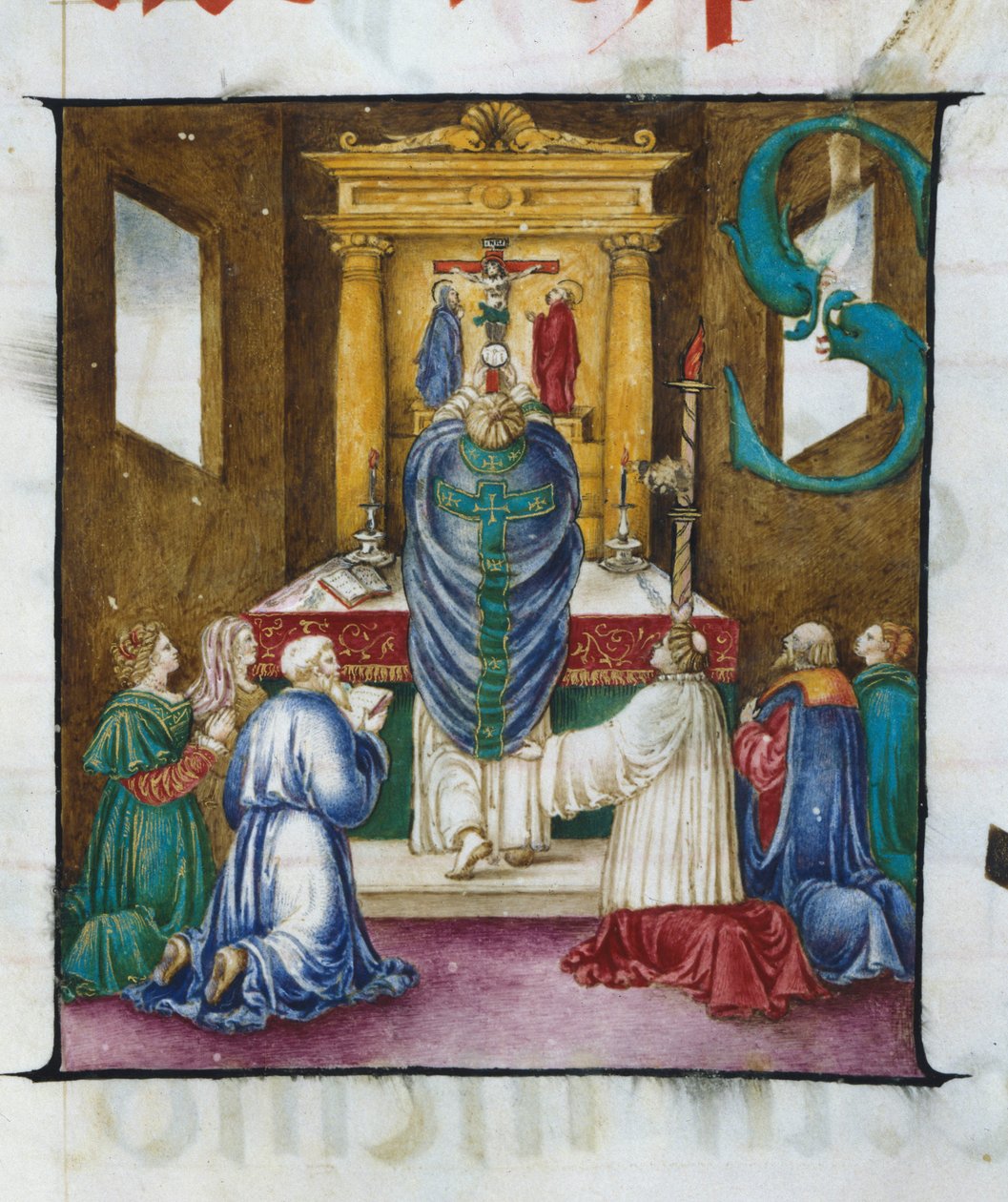A házigazda felemelkedése. Lettrine S. - 16. századi kórusból. Lódi Koronás Szűz temploma. alkotó: Unknown artist