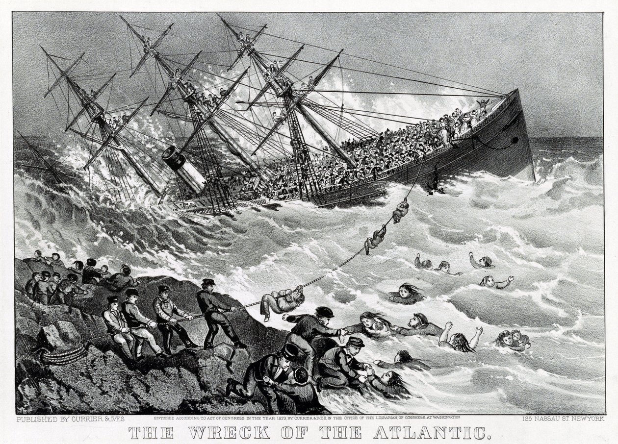 A White Star Line RMS Atlantic transzatlanti óceánjáró roncsa Nova Scotia partjainál alkotó: Unknown artist