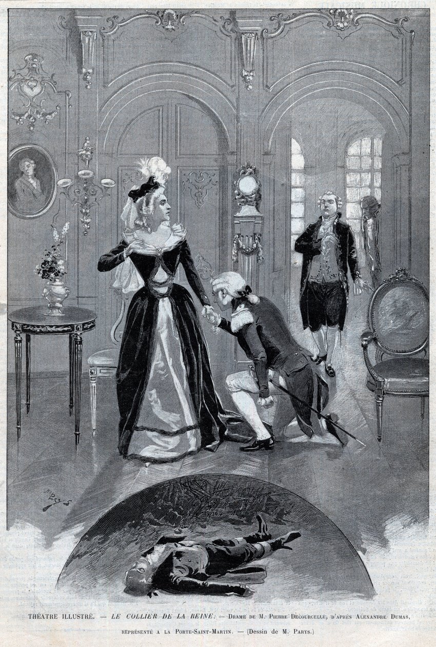 Theatre illustrious - "" A királynő nyaklánca"" (Affair) Pierre Decourcelle drámája, Alexandre Dumas pere - "" A királynő nyaklánca"" darab 5 felvonásban és 13 festményben, Párizs, 1895. január 31., Theater de la Porte Saint-Martin alkotó: Unknown artist