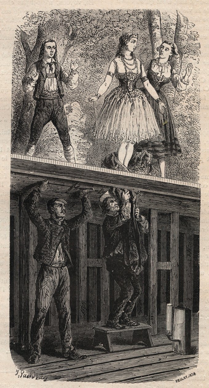 Színházi trükkök - metamorfózis - 1875-ös metszet alkotó: Unknown artist