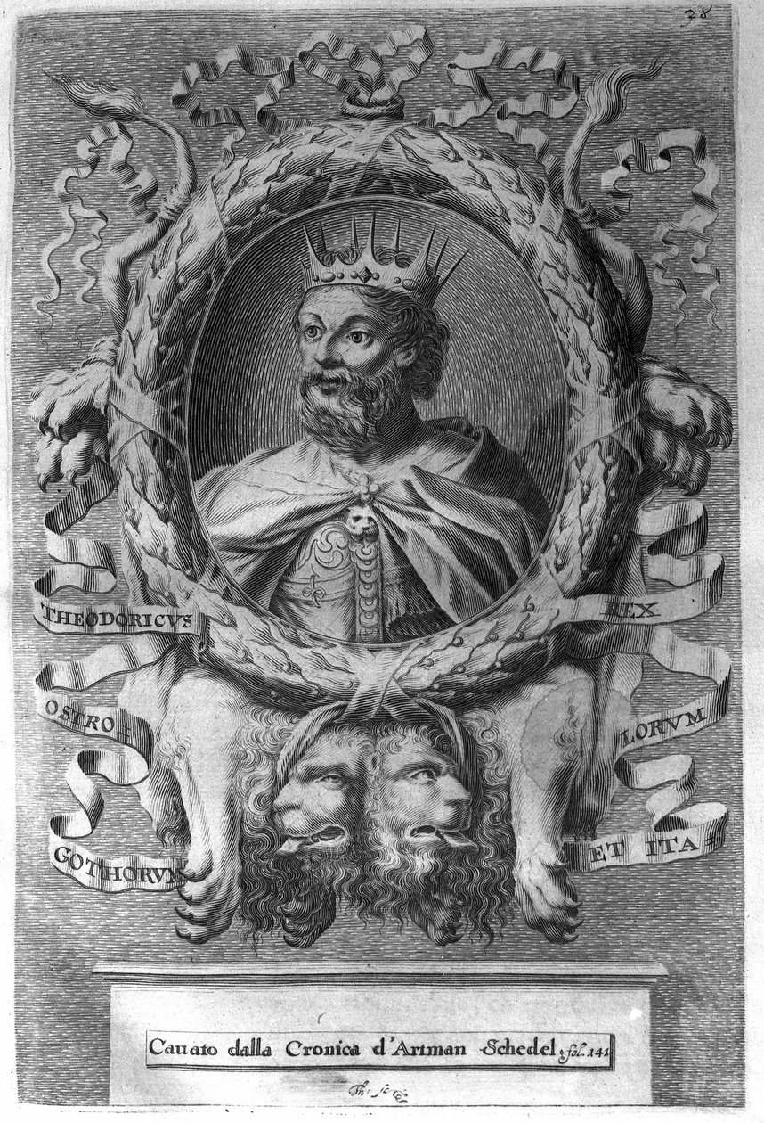 I. Nagy Theodorik (454-526. v.), az osztrogótok királya (474-526) és az olaszországi osztrogót királyság megalapítója. alkotó: Unknown artist