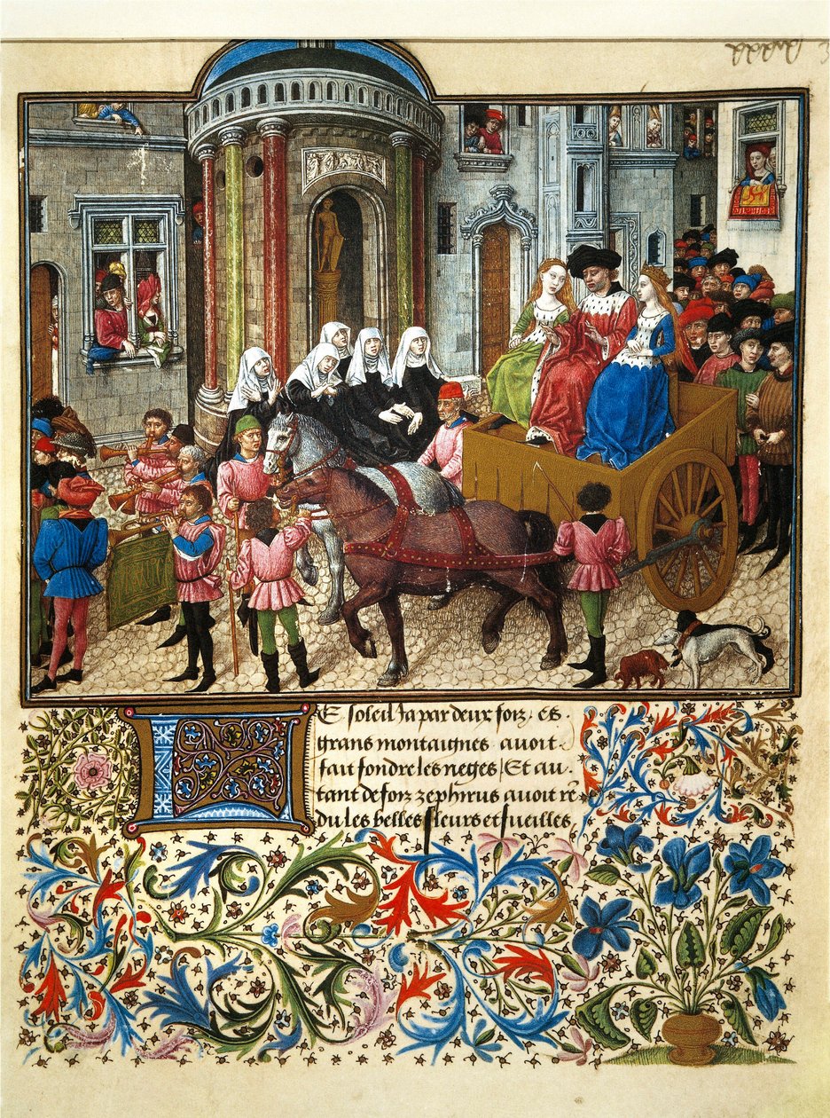 Ez egy Athénész miniatűr Giovanni Boccaccio (Boccace) (1313-1375) "" Teseida Emilia esküvőjéről "" francia kéziratából alkotó: Unknown artist