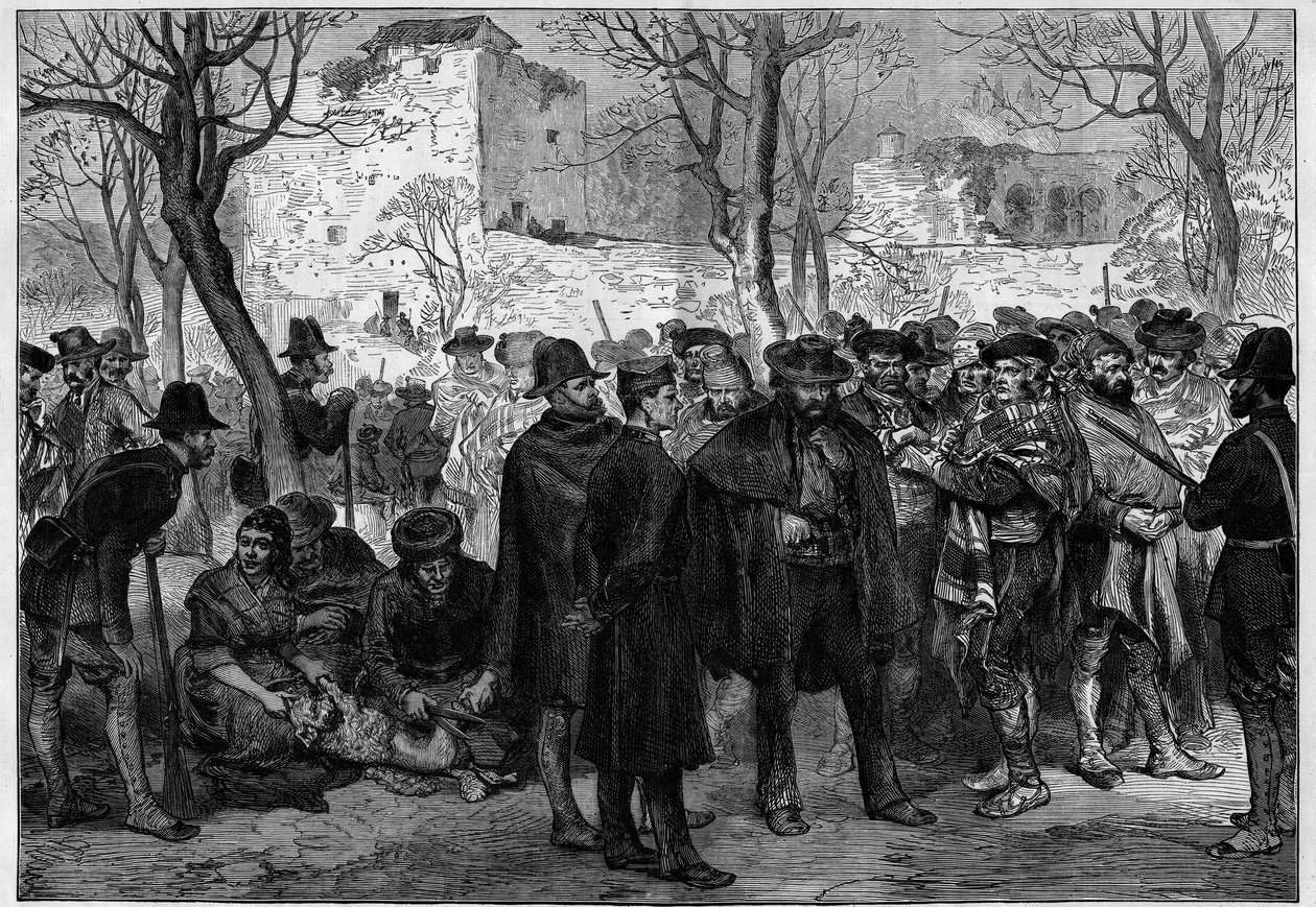 Harmadik karlista háború (1872-1876): karlista foglyok a granadai Alhambre-ben. alkotó: Unknown artist