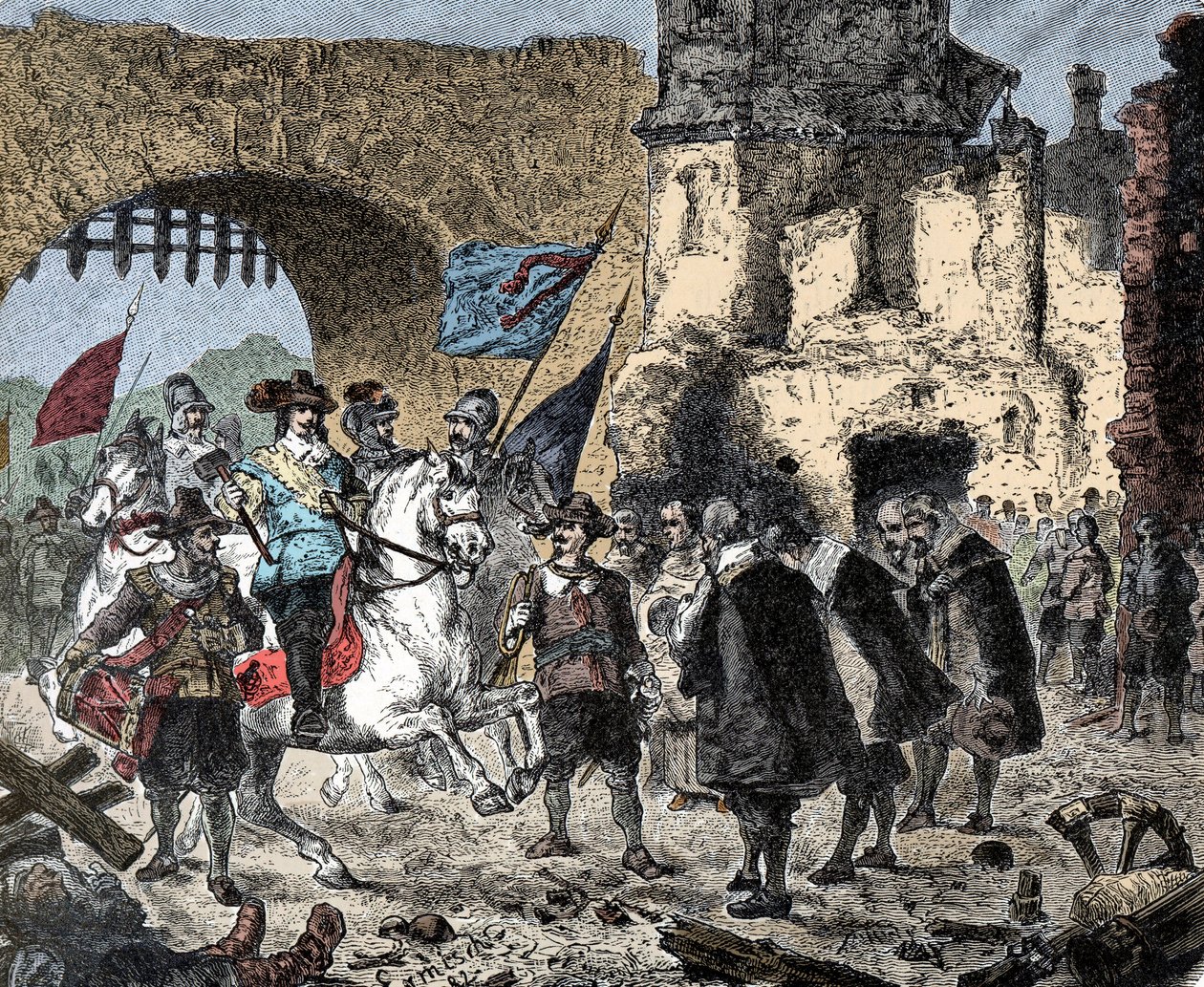 Harminc éves: Bernard szász Weimar (Szász-Weimar) tábornok (1604-1639) között győzött Breisachban (Németország) - Weimari Bernhard Breisachba belépve - alkotó: Unknown artist