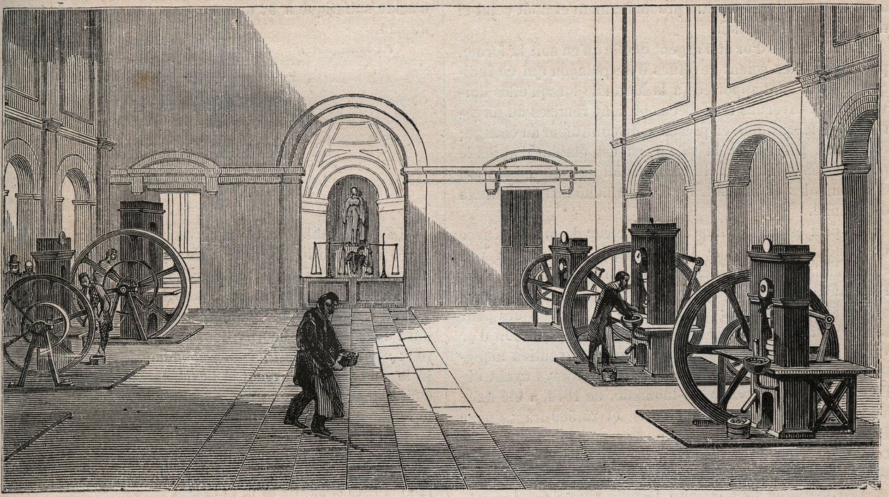 Thonnelier pénznyomda a párizsi La Monnaie-ban - metszet 1877-ből alkotó: Unknown artist