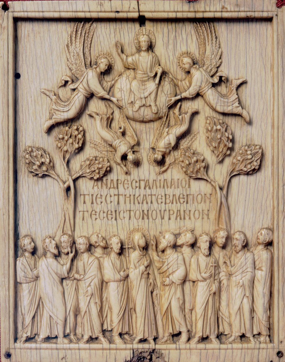 Csempe The Ascension. Elefántcsont domborművet a firenzei Bargello Nemzeti Múzeumban őriztek alkotó: Unknown artist