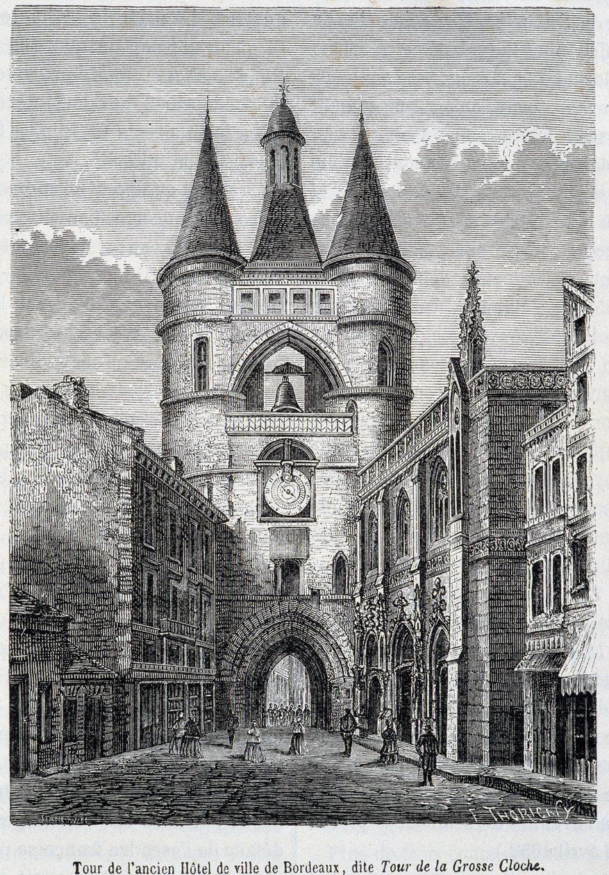 Az egykori Hôtel de Ville de Bordeaux tornya, „Tour de la Grosse Bell” néven ismert – metszet alkotó: Unknown artist