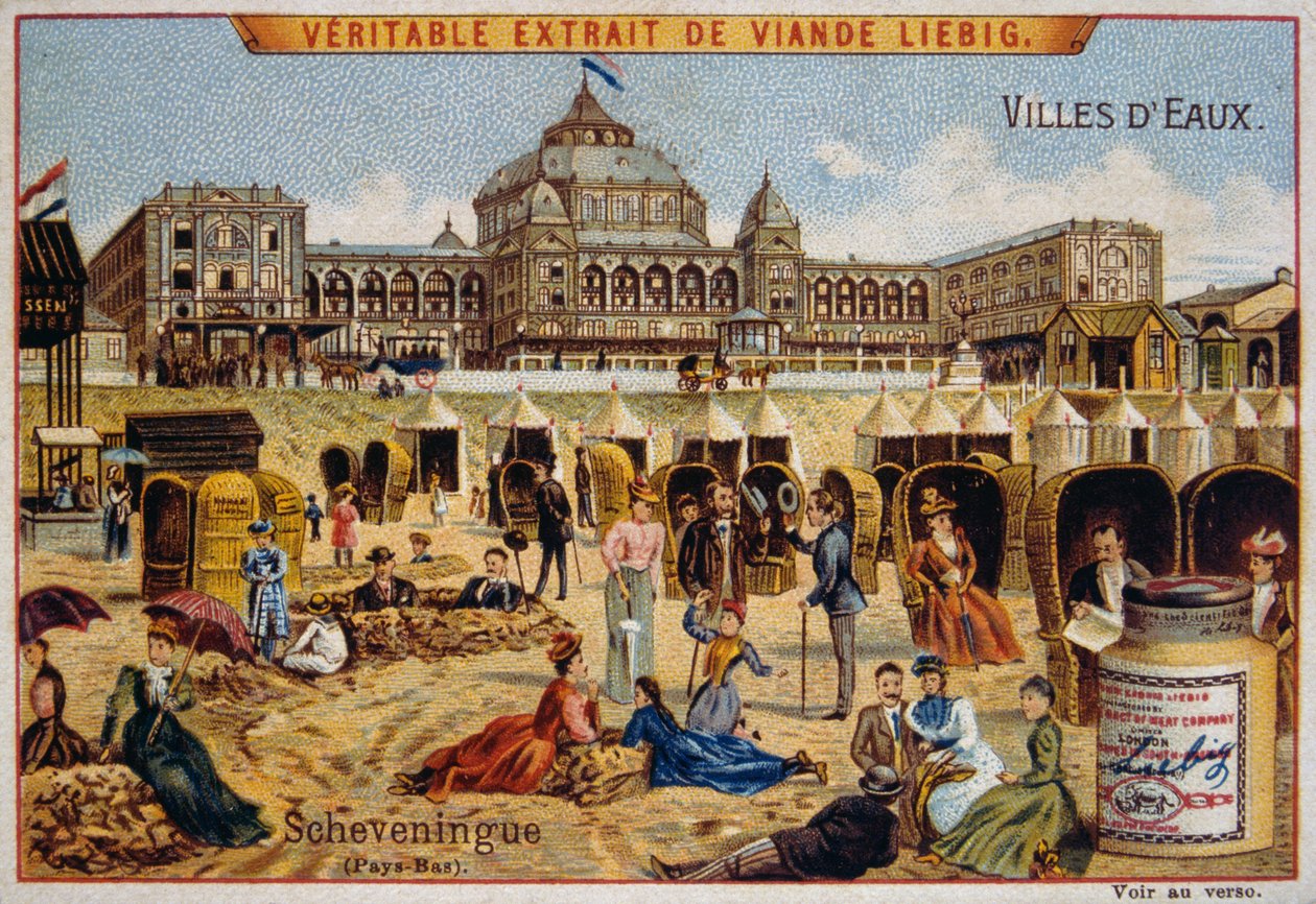Turisták egy strandon Scheveningenben, Hollandia alkotó: Unknown artist