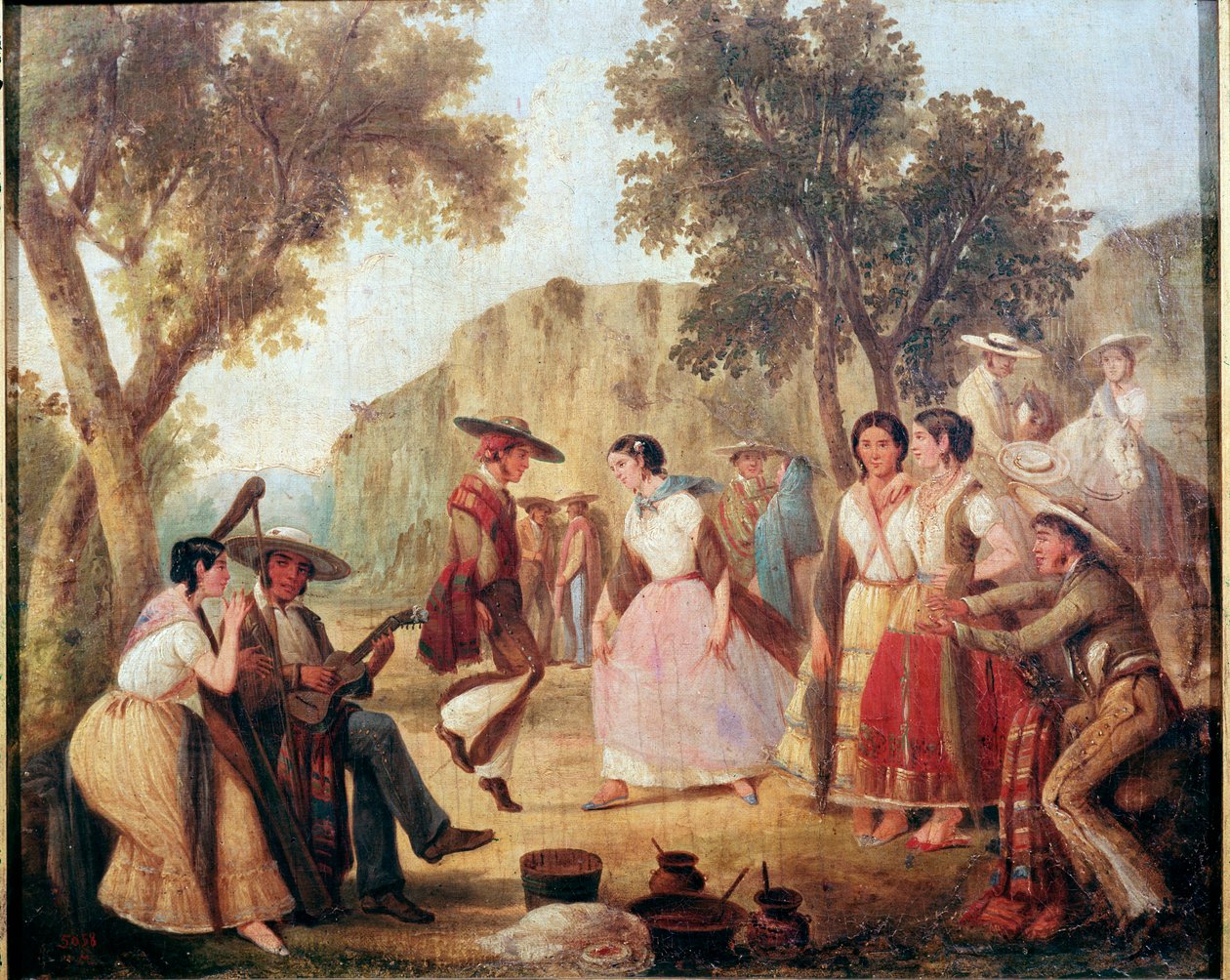 Hagyományos mexikói tánc 19. századi mexikói festmény, Nemzeti Történeti Múzeum, Chapultepec kastély alkotó: Unknown artist