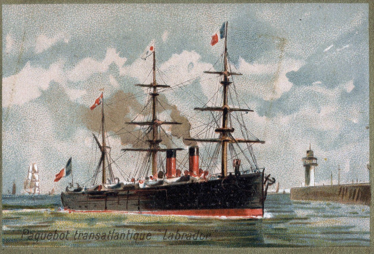 Transzatlanti vonalhajó „Labrador.”” 1880 körül. 19. századi kromolitográfia. alkotó: Unknown artist