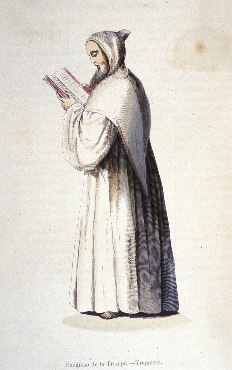 Trappista szerzetes, a Rancé által 1664-ben bevezetett trappei reformált uralmat betartó Citeaux rend. századi metszet. alkotó: Unknown artist