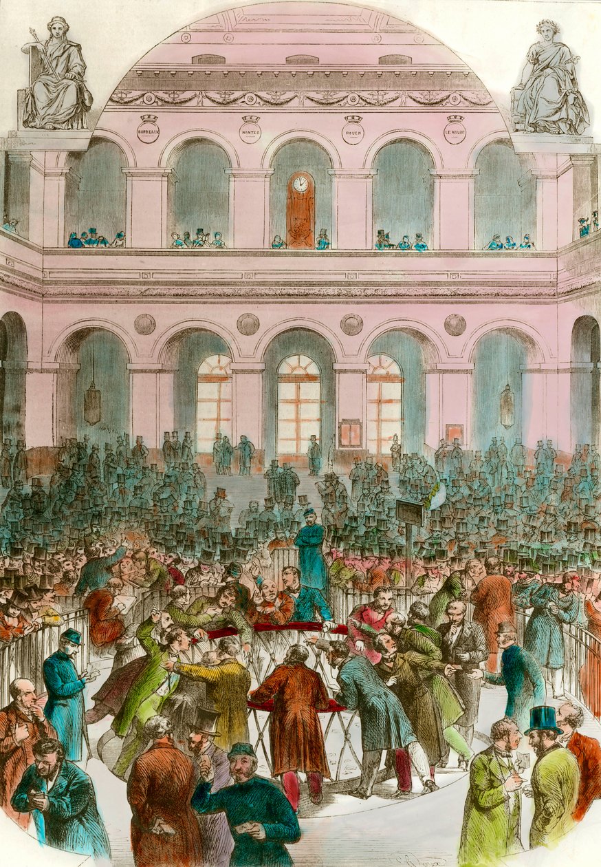 Csereügynökök szemete a Bourse de Paris-ban. Metszet 1856 Magángyűjtemény alkotó: Unknown artist