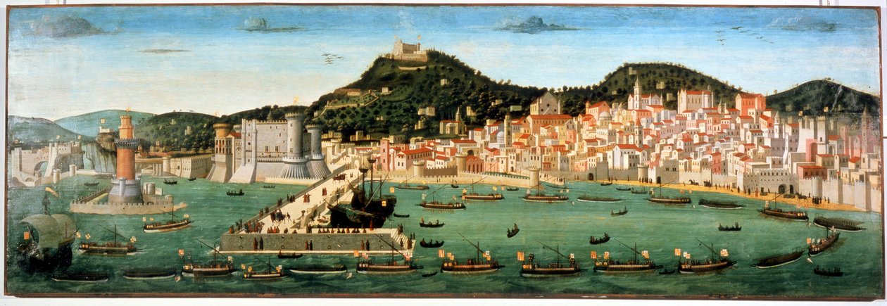 I. Ferdinánd (1423 - 1494) flottájának diadalmas visszatérése az ischiai csata után I. Anjou (Jó) René (1409 - 1480) ellen. 1464. július 6. Nápoly, San Martino Nemzeti Múzeum. alkotó: Unknown artist