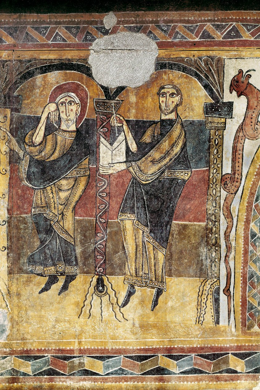 Két szent. A Taull-i Szent Mária-templom freskójának részlete. 1123 kb. Barcelona. Katalónia Nemzeti Művészeti Múzeum. alkotó: Unknown artist