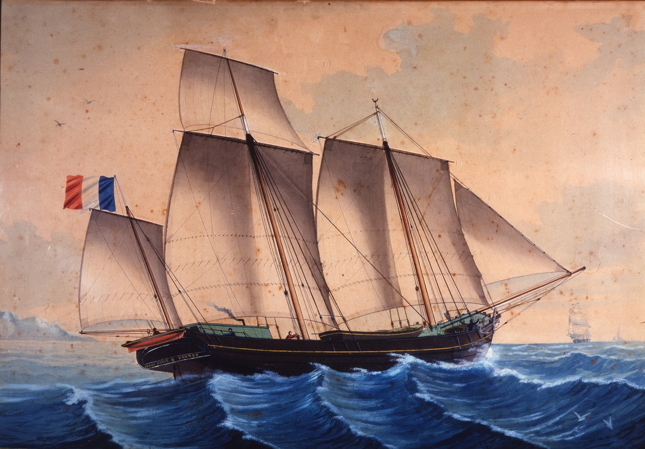 Lugger vagy dagályvadász (chasse-maree) ""Jeune Marie - Vannes"" alkotó: Unknown artist