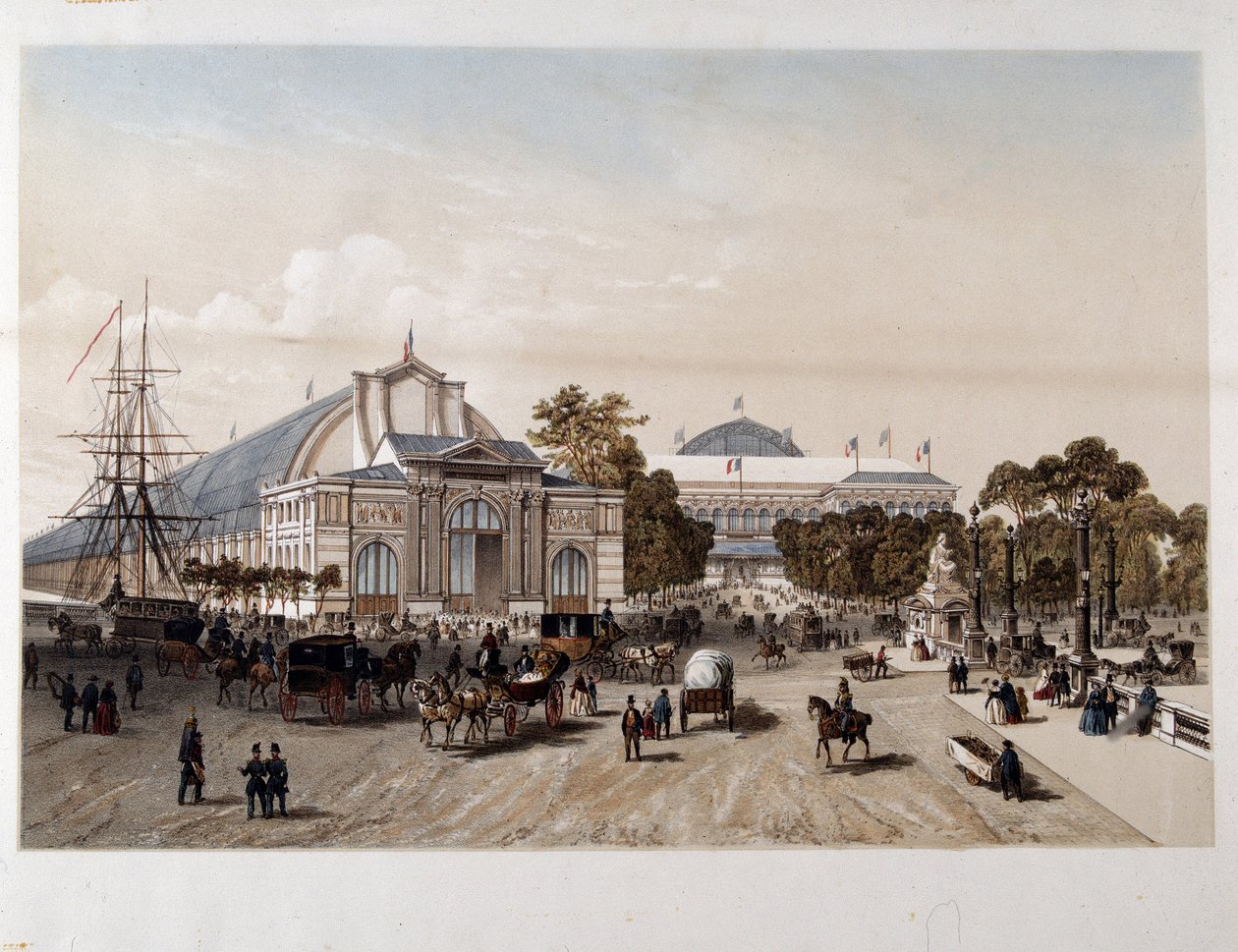 1855. évi egyetemes kiállítás: Iparpalota – Litográfia alkotó: Unknown artist
