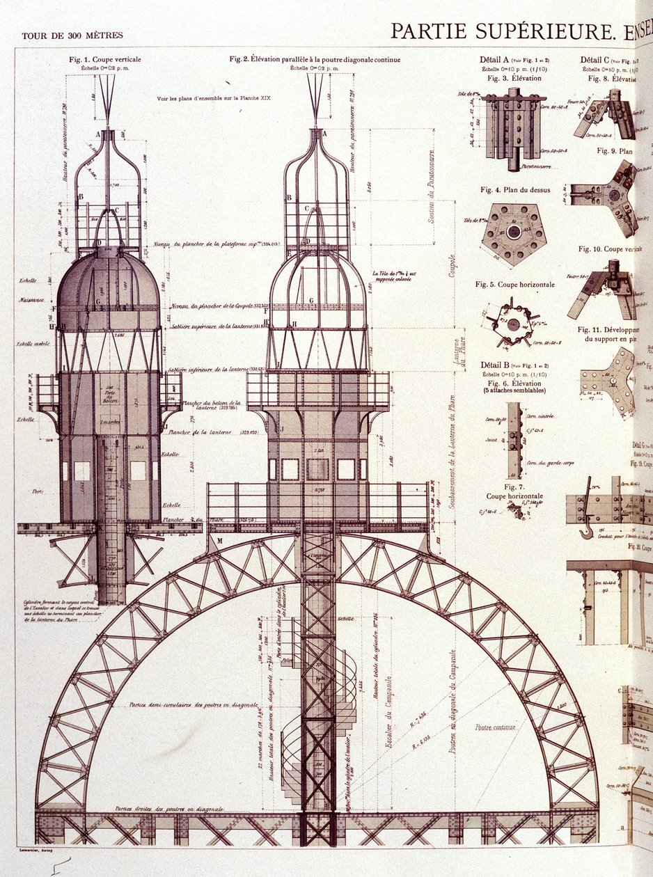 Az Eiffel-torony felső része (3. emelet) - ipari formatervezés alkotó: Unknown artist