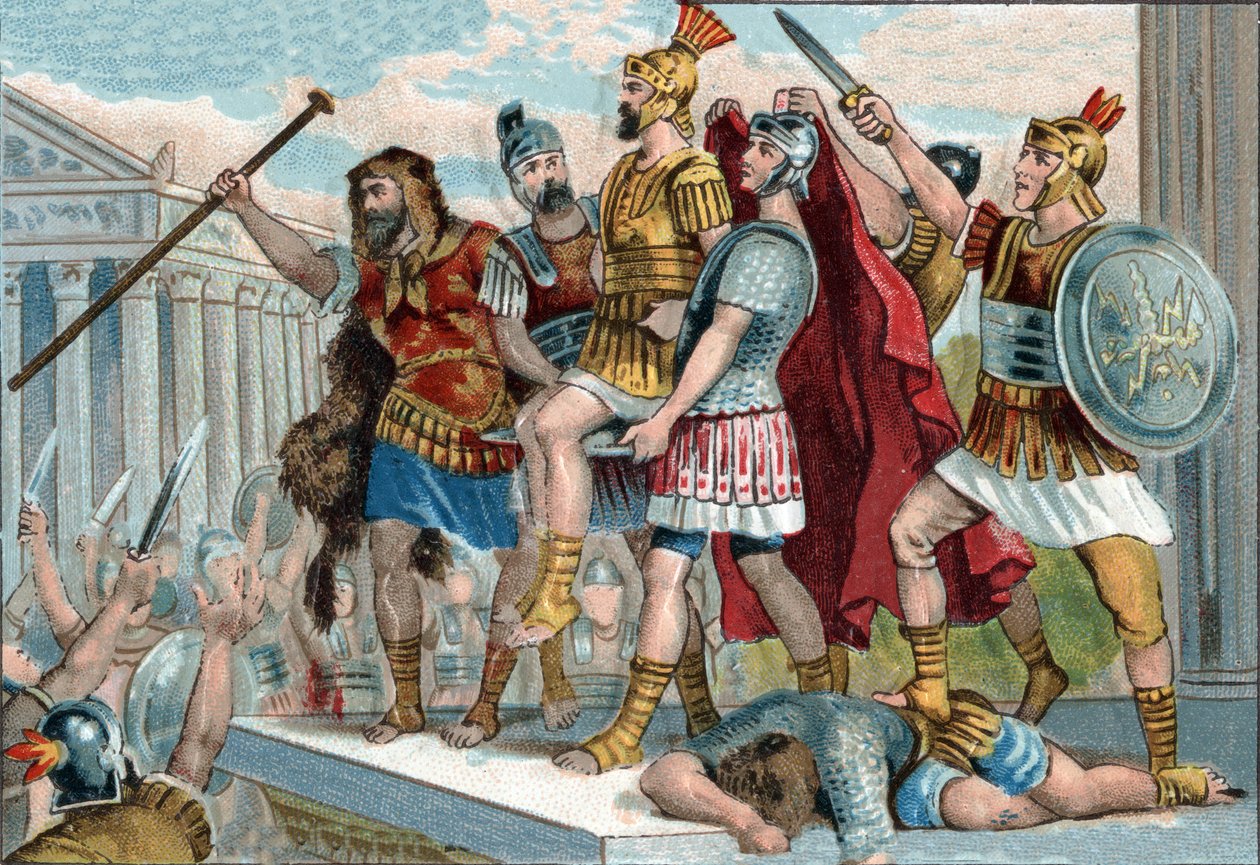 Vespasianust (latinul Titus Flavius Vespasianus) (9-79) katonái császárrá kiáltották ki. Kromolitográfia 1890 körül. alkotó: Unknown artist