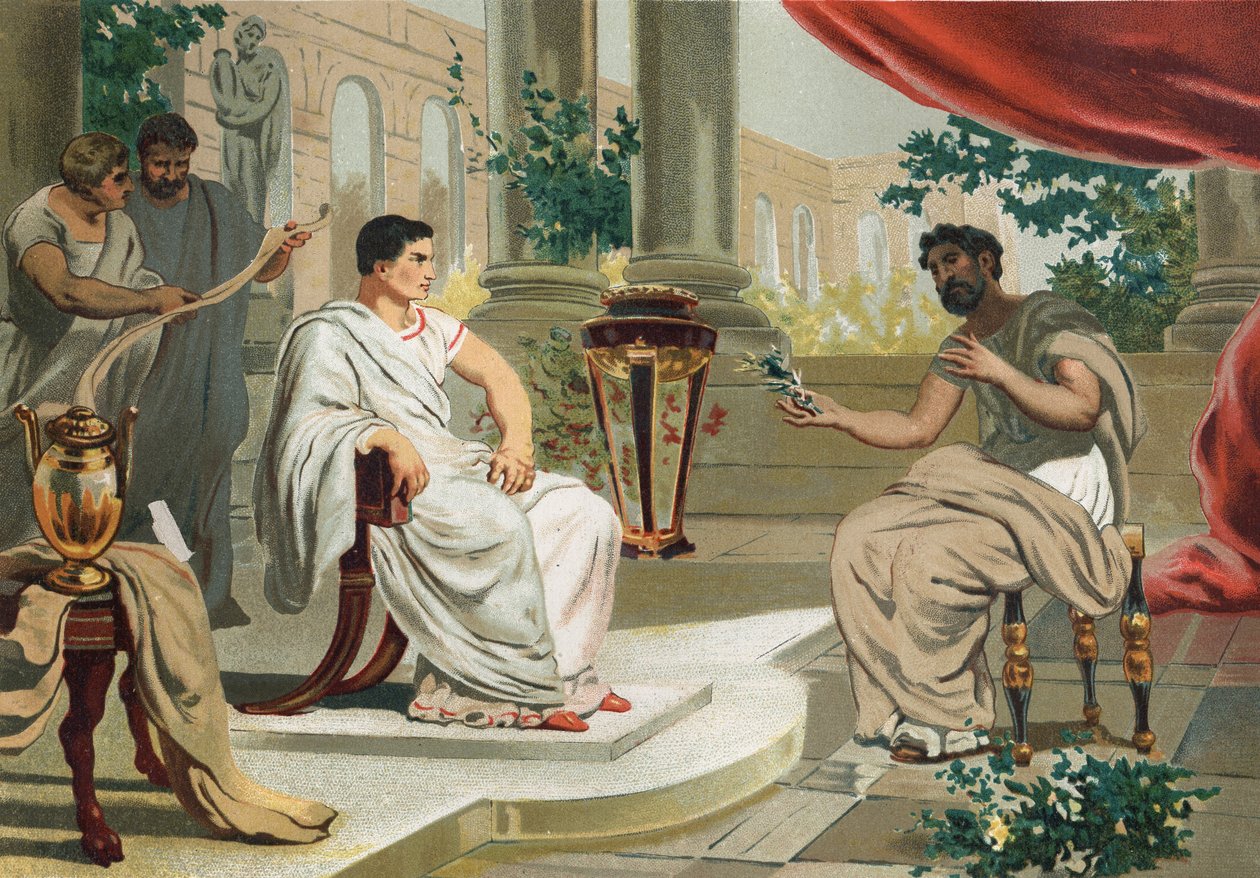 Vespasianus (latinul Titus Flavius Vespasianus) idősebb Pliniusszal. híres hombres y Mujeres után. Barcelona 1877. Idősebb Plinius (23-79) - alkotó: Unknown artist