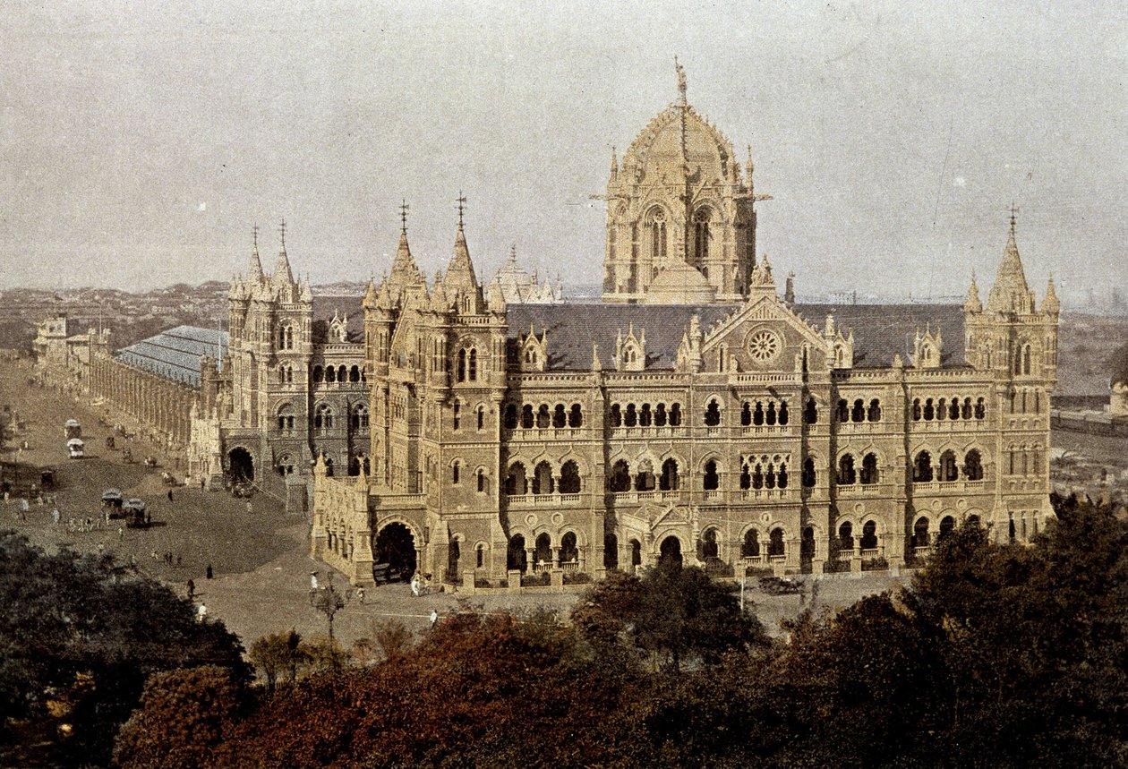 Victoria pályaudvar Mumbaiban, a 19. század végén alkotó: Unknown artist